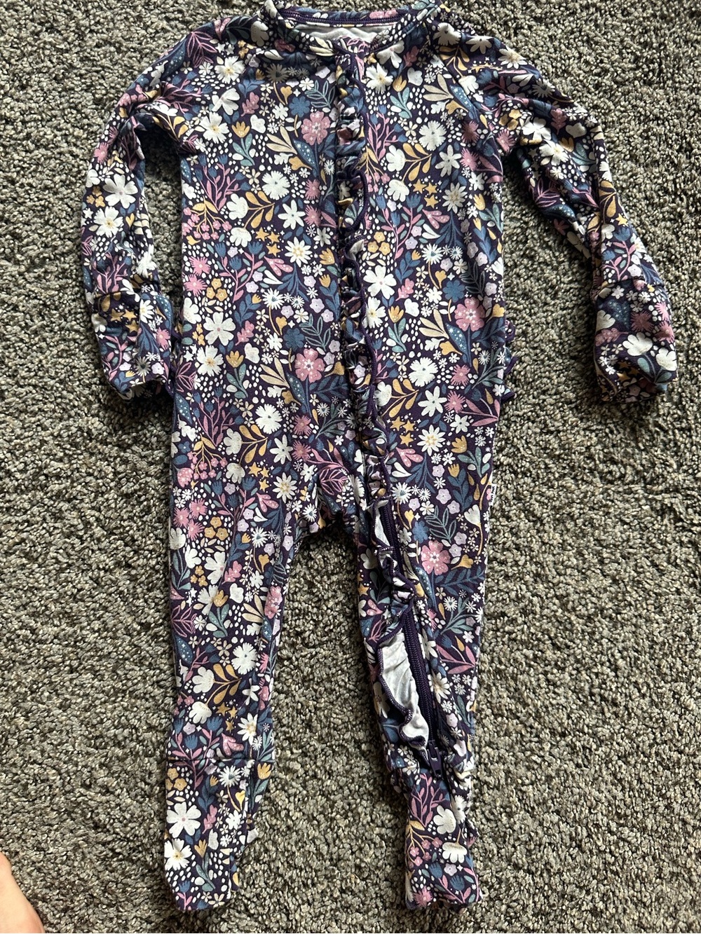 Little Sleepies Midnight Petals Ruffle Zippy 0-3 Months Pajamas